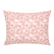 Brush palm leaves – white on bright coral