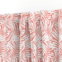 Brush palm leaves – white on bright coral