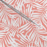 Brush palm leaves – white on bright coral