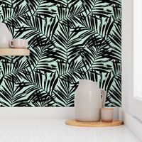 Brush palm leaves – black on mint