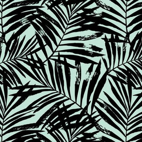 Brush palm leaves – black on mint