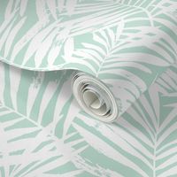 Brush palm leaves – white on mint