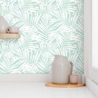 Brush palm leaves – white on mint