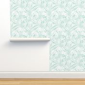 Brush palm leaves – white on mint