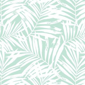 Brush palm leaves – white on mint