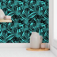 Brush palm leaves – black on turquoise