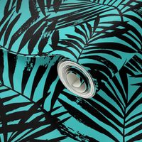 Brush palm leaves – black on turquoise