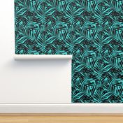 Brush palm leaves – black on turquoise