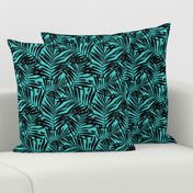 Brush palm leaves – black on turquoise