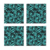 Brush palm leaves – black on turquoise