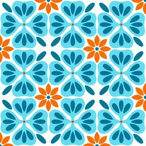 Heirlooms Orange and Turquoise Mediterranean, Geometric Tiles