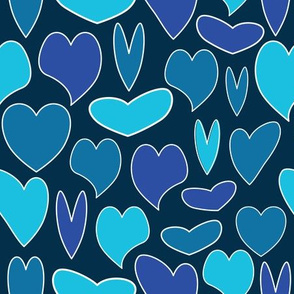 Blue Hearts Seamless Pattern