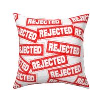 30 rejected no disapproved denied failed failure refused unsuccessful rubber stamp red ink pad documents files white background chop grunge distressed words seal pop art culture vintage retro current affairs strong message statement sign label symbols mon