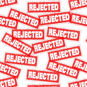 30 rejected no disapproved denied failed failure refused unsuccessful rubber stamp red ink pad documents files white background chop grunge distressed words seal pop art culture vintage retro current affairs strong message statement sign label symbols mon