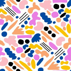 abstract fun print - bold abstract fabric, kids room textile, fun textiles, bright bold colors - honey
