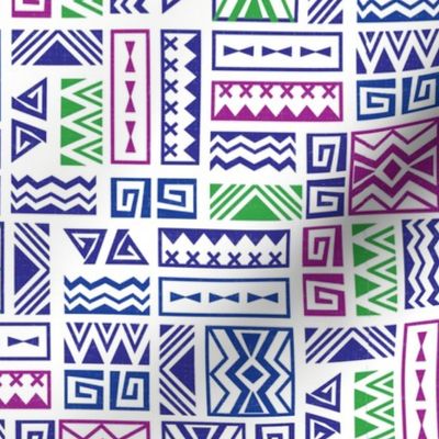 Polynesia Geometric Tapa (Purple, Green, and Magenta)