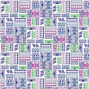 Polynesia Geometric Tapa (Purple, Green, and Magenta)