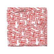 26 expired old out of date sell by  rubber stamp red ink pad documents files white background chop grunge distressed words seal pop art culture vintage retro current affairs strong message statement sign label symbols monochromatic joke gag novelty meme s