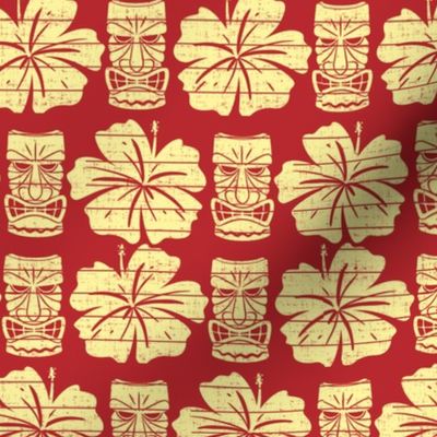 Tiki and Hibiscus (Red and Yellow)
