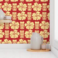 Tiki and Hibiscus (Red and Yellow)