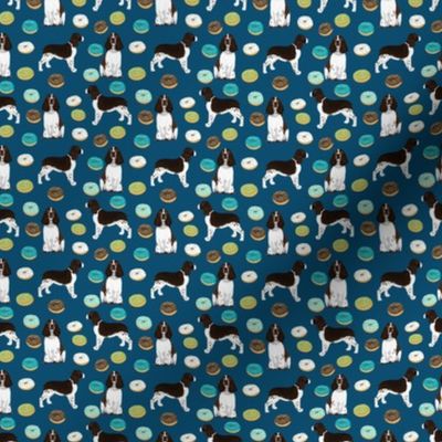 TINY - english springer spaniel donuts fabric navy donut design springer spaniel fabric dog fabrics