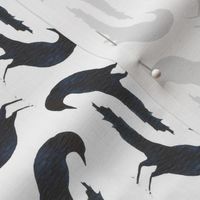 Watercolor Crows in Blackberry B |Black Birds on White|Renee Davis