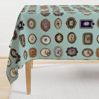 Victorian Inspired Lovers Eye In Aqua  BadaBlingDesignsLtd