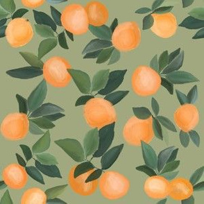 oranges scattered on taupe