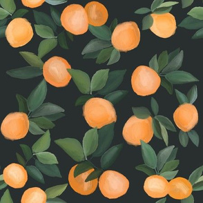 oranges scattered on soft black