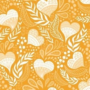 Floral Hearts Day Orange Yellow