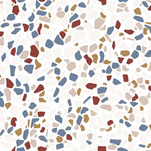 Terrazzo Blue Bone Tan and Red