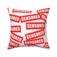 4 censored censorship control authority restrict remove rubber stamp red ink pad white chop grunge distressed words seal pop art culture vintage retro controversy controversial  current affairs strong message statement sign label symbols monochromatic  