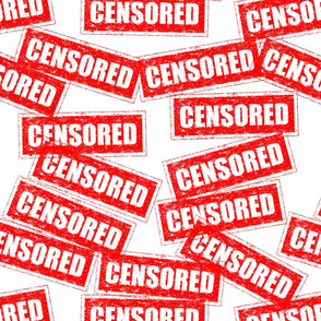 4 censored censorship control authority restrict remove rubber stamp red ink pad white chop grunge distressed words seal pop art culture vintage retro controversy controversial  current affairs strong message statement sign label symbols monochromatic  