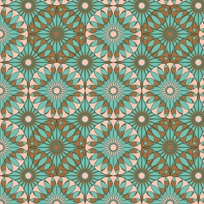 Entwined -  Geometric Tile - Turquoise, Pink, Bronze