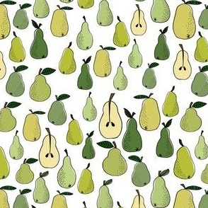 Green and yellow pears seamless pattern