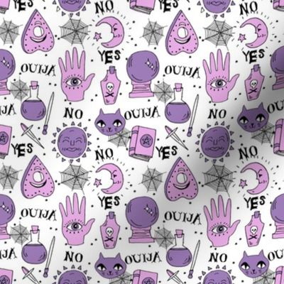 SMALL - cute halloween pattern october fall themed fabric print white purple by andrea lauren