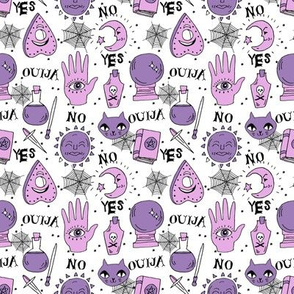 SMALL - cute halloween pattern october fall themed fabric print white purple by andrea lauren