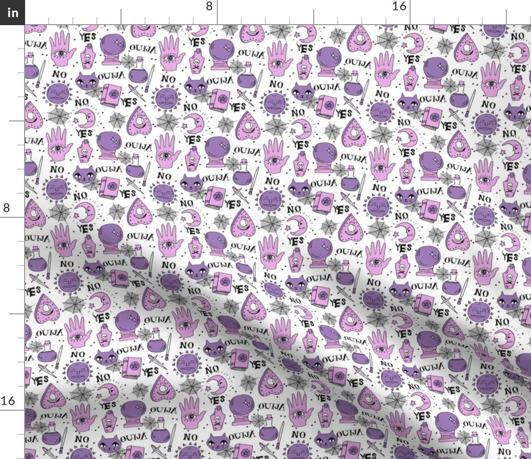 SMALL - cute halloween pattern october fall themed fabric print white purple by andrea lauren