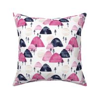 The hills little enchanted forest mountains trees and sun pink navy