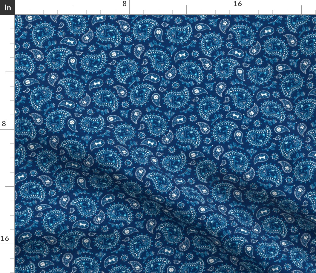 Retro Dog Paisley_Blue_50%Size