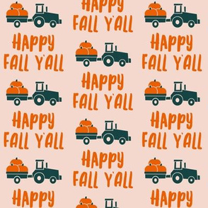 Happy Fall Y'all - pumpkin patch tractor - pink - LAD19