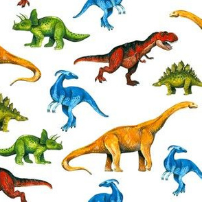 Happy Dinosaurs on White - Small