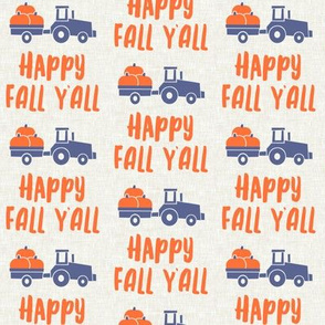 Happy Fall Y'all - pumpkin patch tractor - blue - LAD19