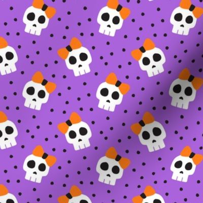 (1.5" scale) skulls with bows - halloween - purple - LAD19BS