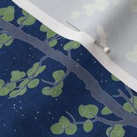 Forest Fabric, Crane Fabric | Indigo Japanese print fabric, bird fabric (small scale)