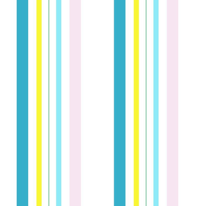Teal, yellow and pink stripes.  Part of the coordinated collection "Watercolor and Stripes"