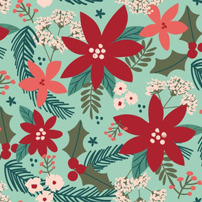 Holly Floral-Teal