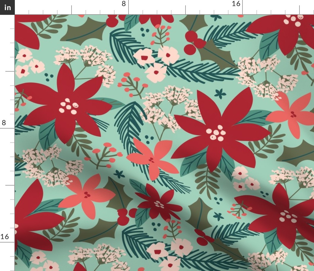 Holly Floral-Teal