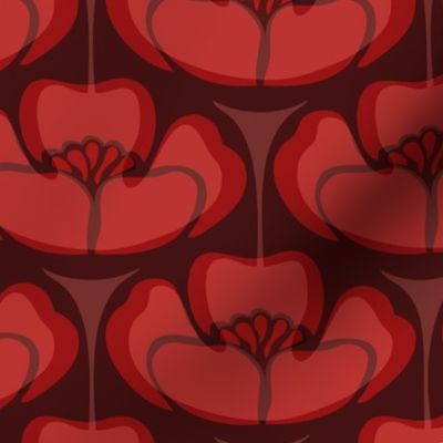 1920s Floral - Crimson