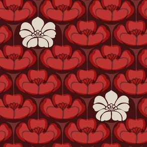 1920s Floral - Crimson